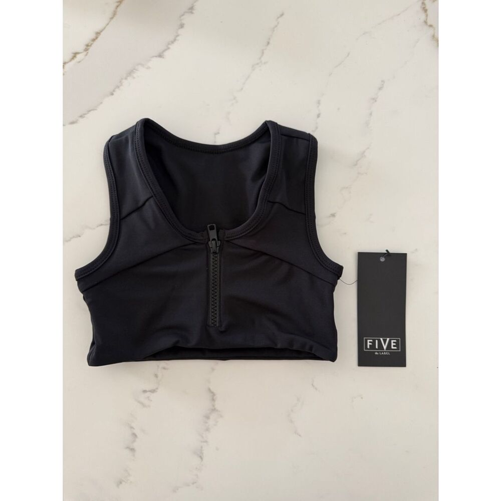FIVE the label Black Zip-Front Girls' Athletic Tank Top